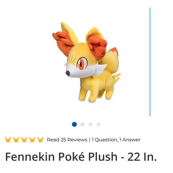 Fennekin Pokemon Plush Life Size 22" Large XY Poke Plushie Fox Stuffed Animal - Picture 3 of 7